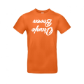 Oranje T-shirt Boven Wit bedrukt
